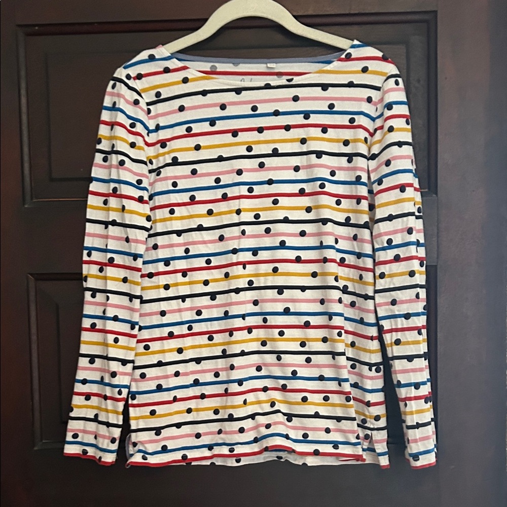 Boden Multicolor Striped Top with Polka Dots